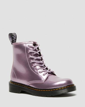 Pink Kids' Dr Martens Junior 1460 Metallic Lace Up Boots | CA 681ILH